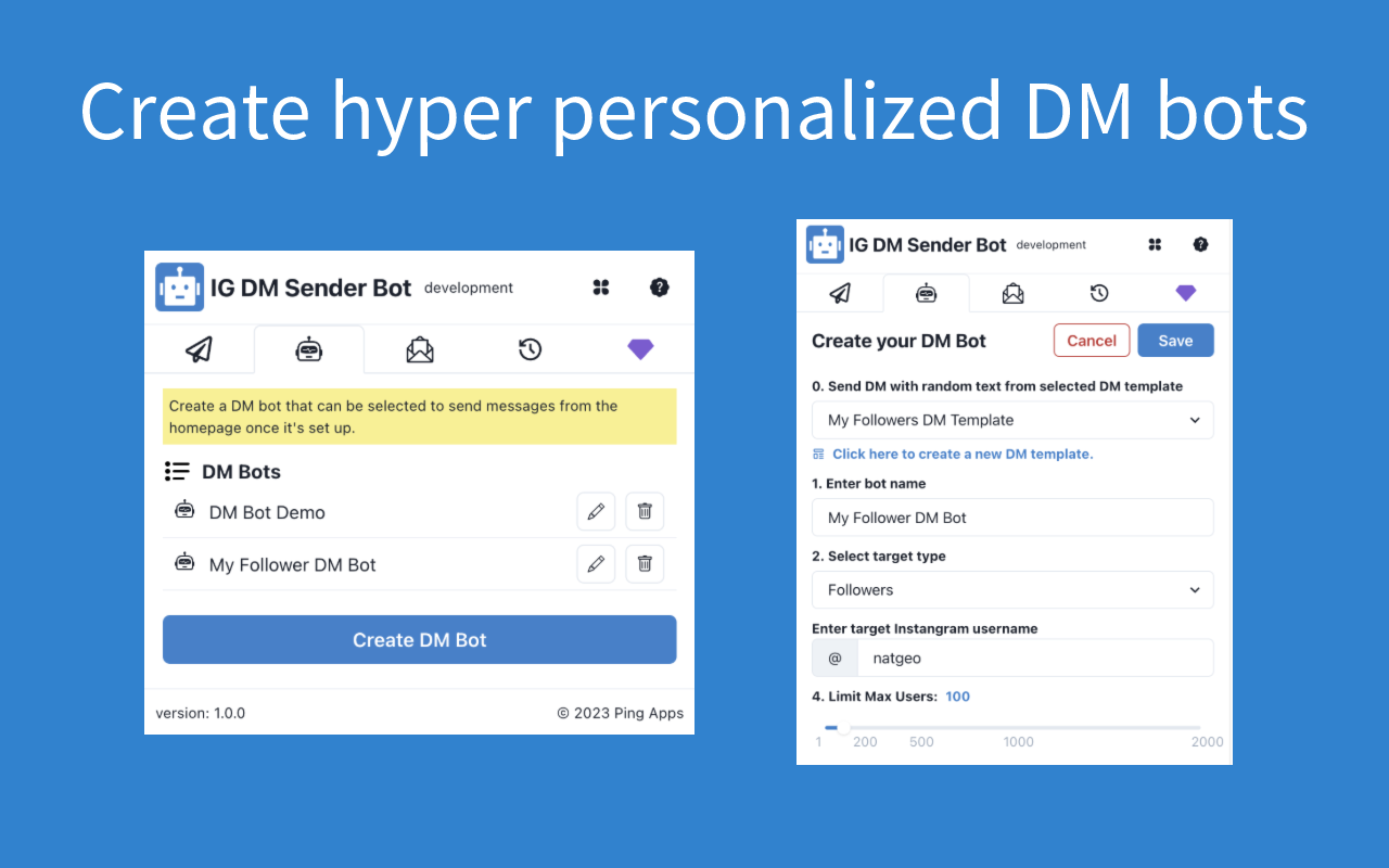 Ins DM Bot - Ins群发私信机器人截图3