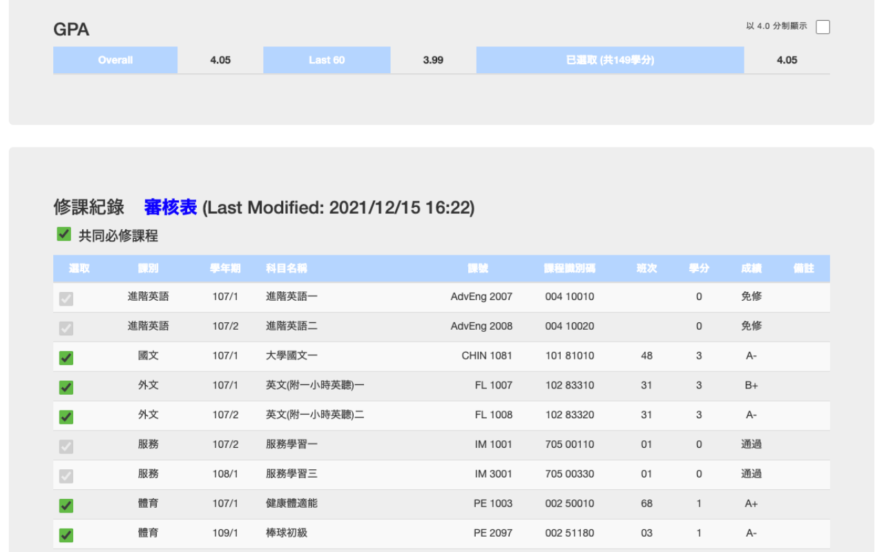 NTU GPA Calculator截图1