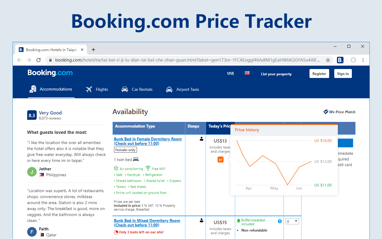 Booking.com缤客价格历史截图1