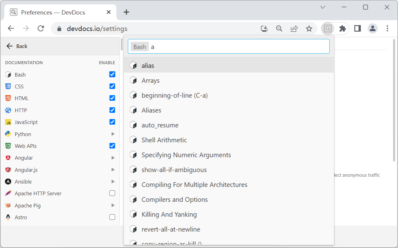 DevDocs Web Ext截图1