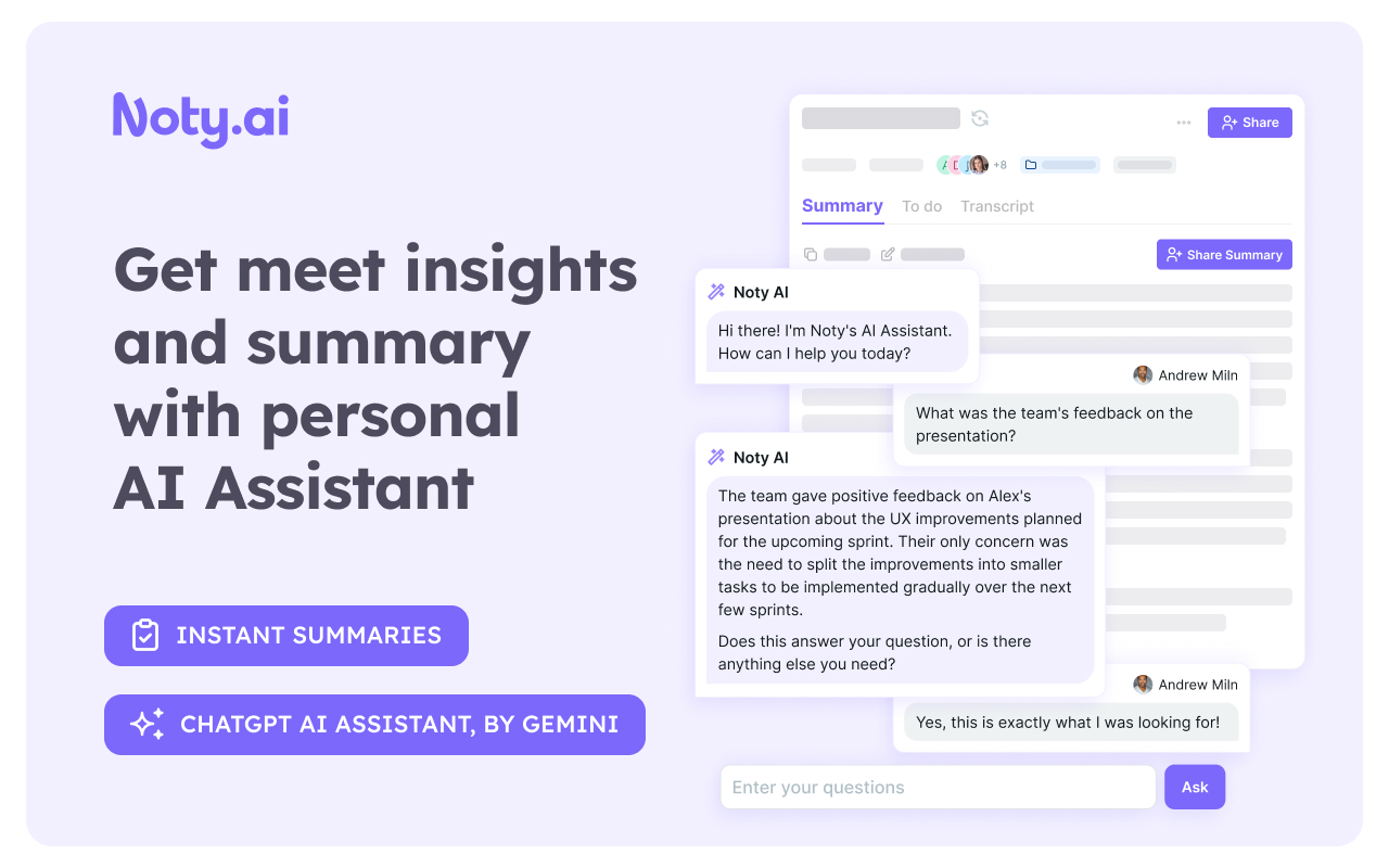 Meeting Assistant & ChatGPT summary, by Noty.ai截图4