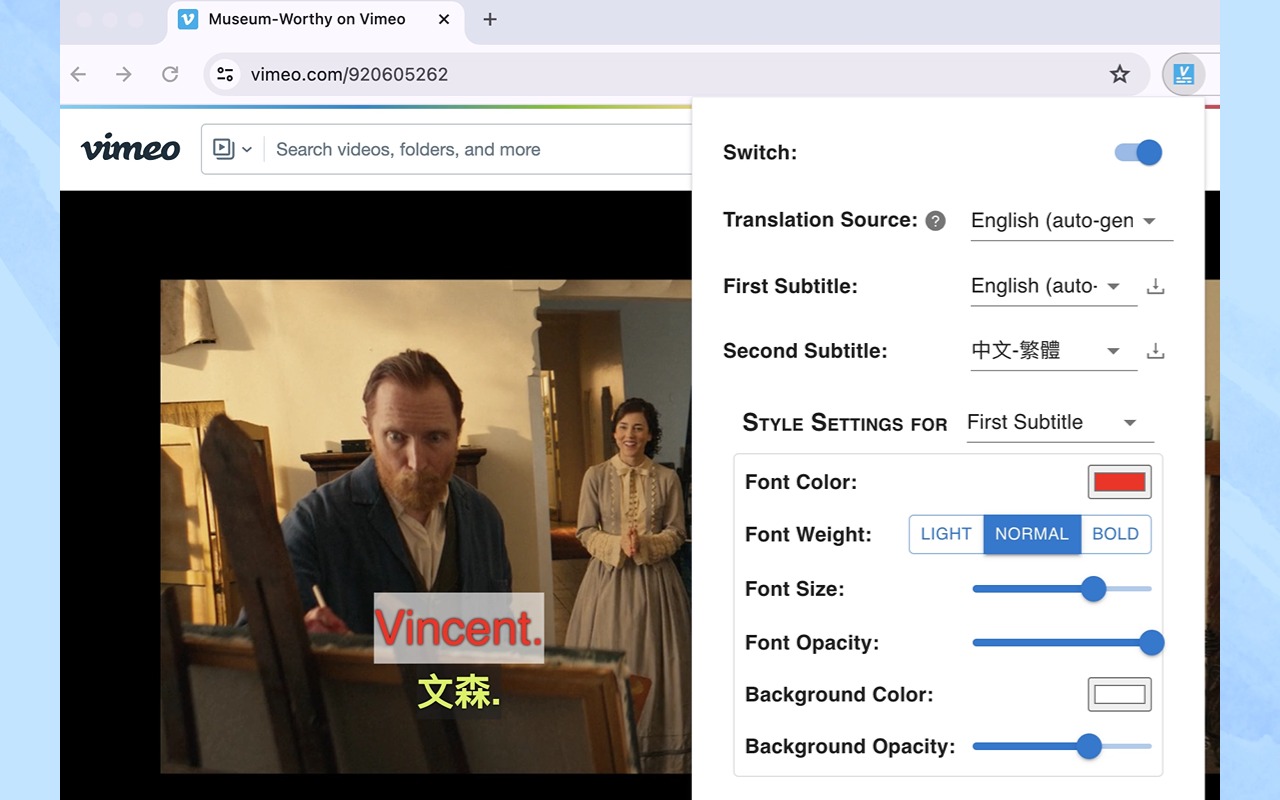 视频双语字幕 - Vimeo 翻译助手截图2