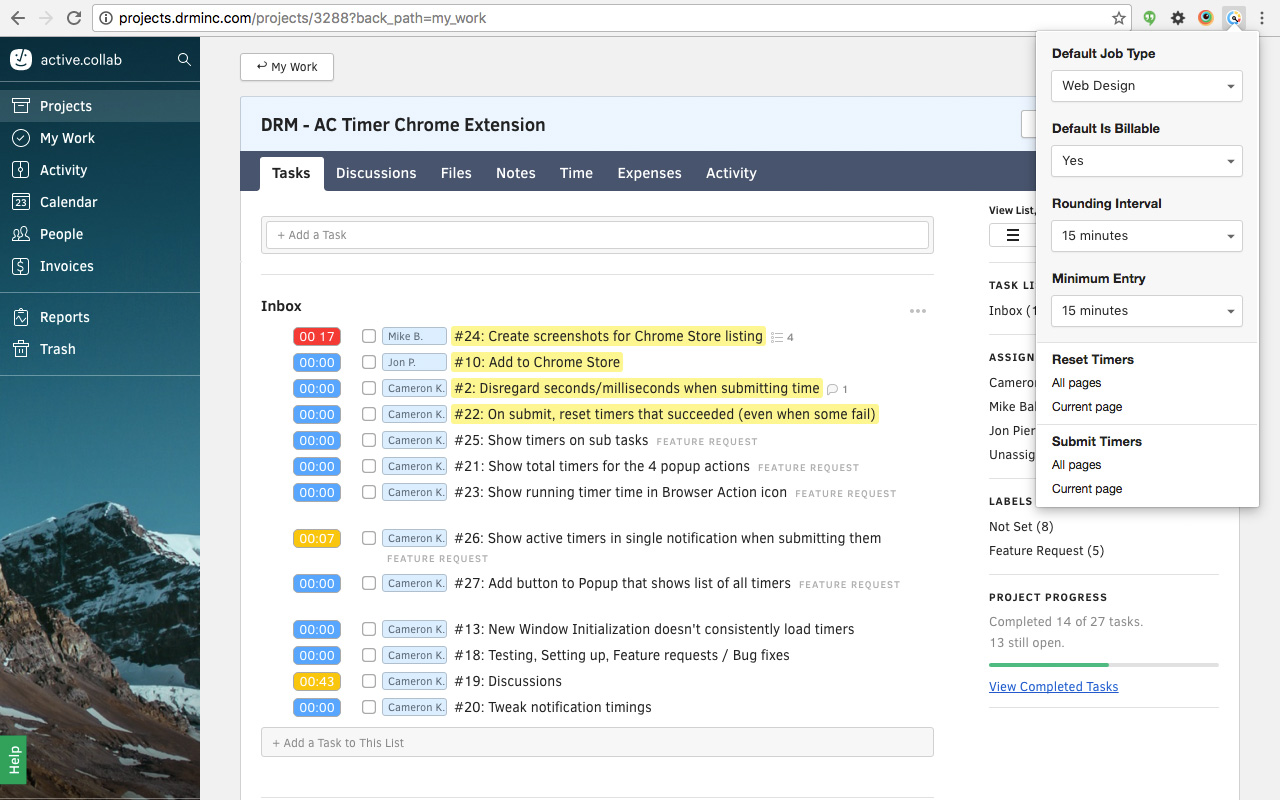Active Collab Inline Timers截图1