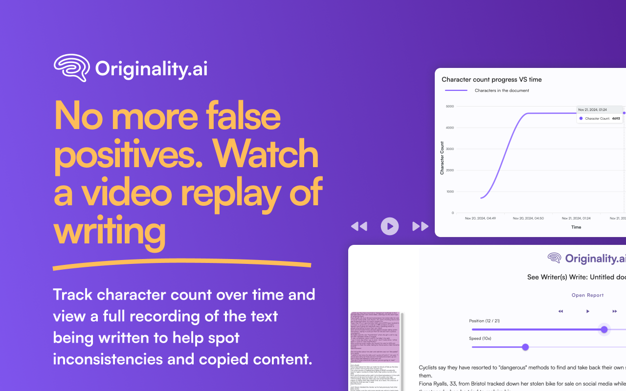 AI Detector and Human Writing Report - Originality.ai截图2