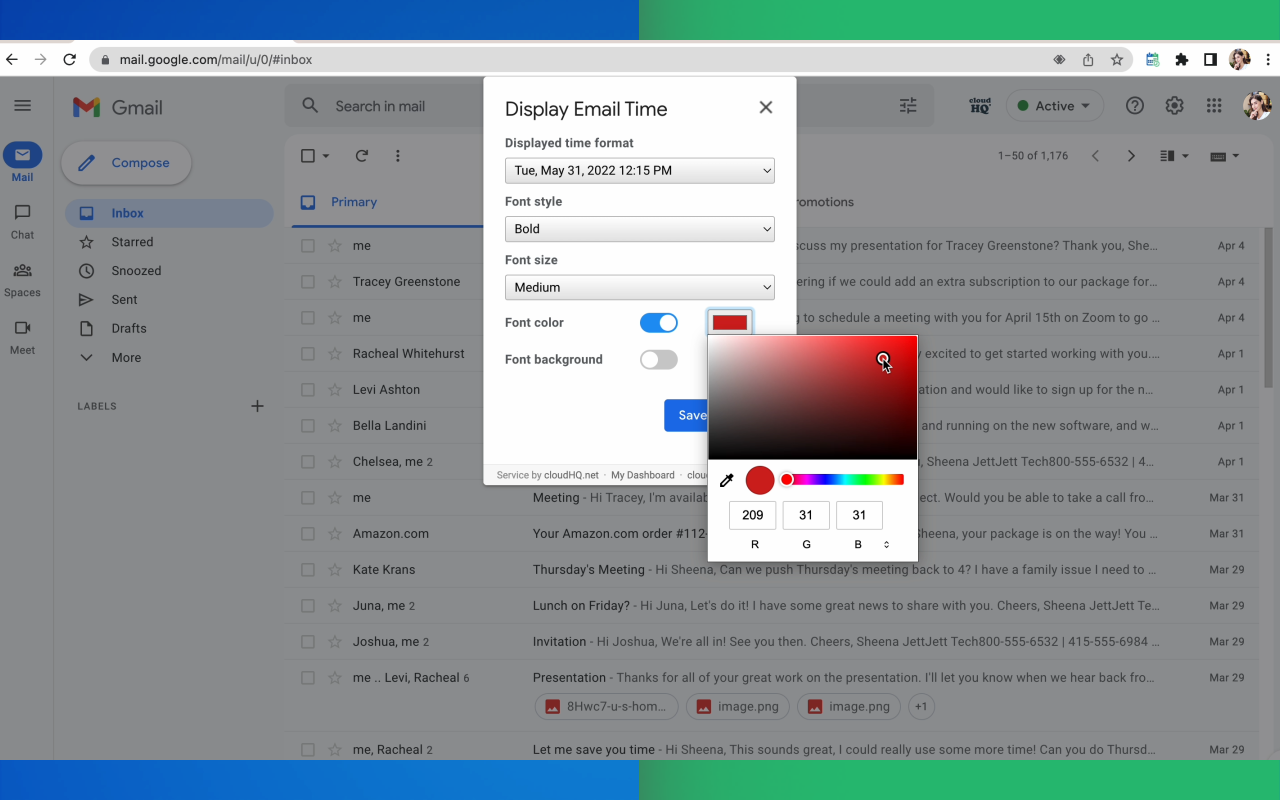 Display Email Time by cloudHQ截图2