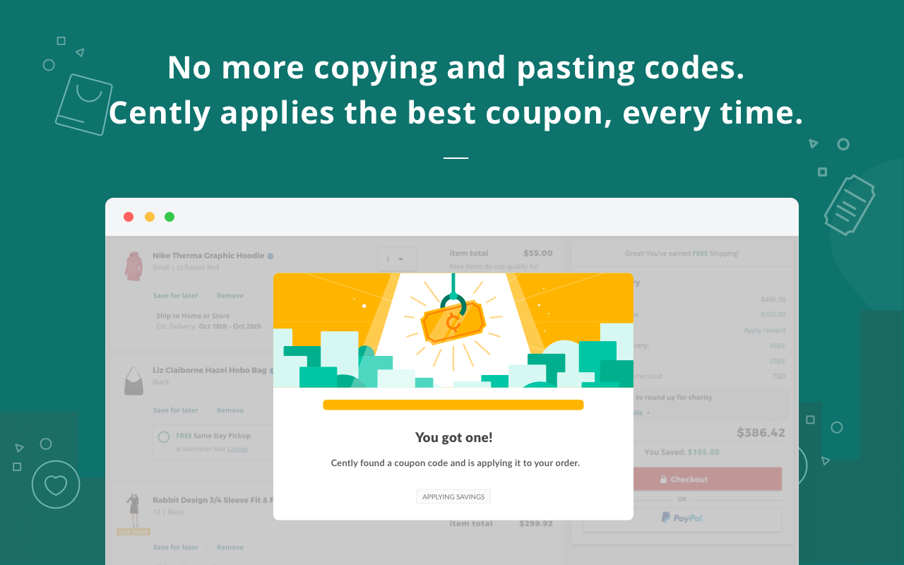 Cently: Automatic Coupons + Cashback for Free截图4
