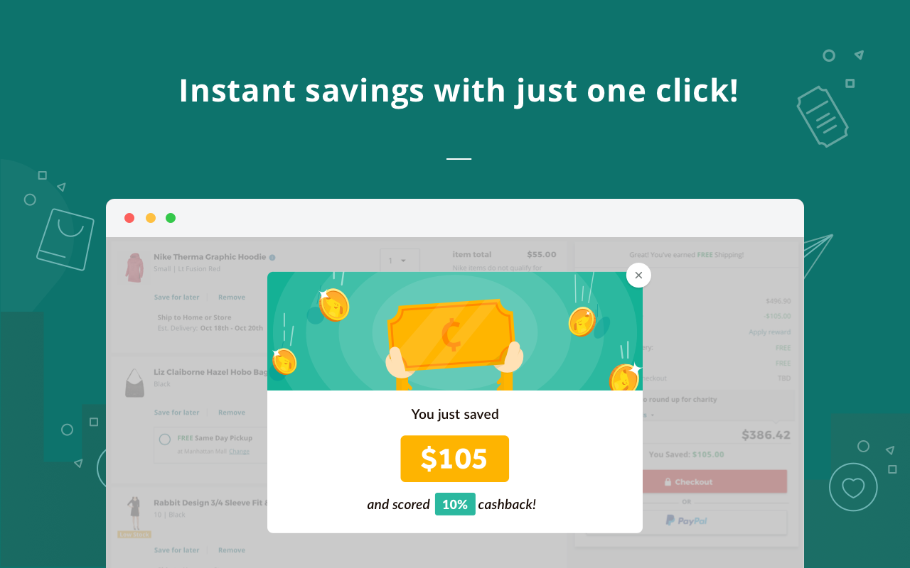 Cently: Automatic Coupons + Cashback for Free截图5