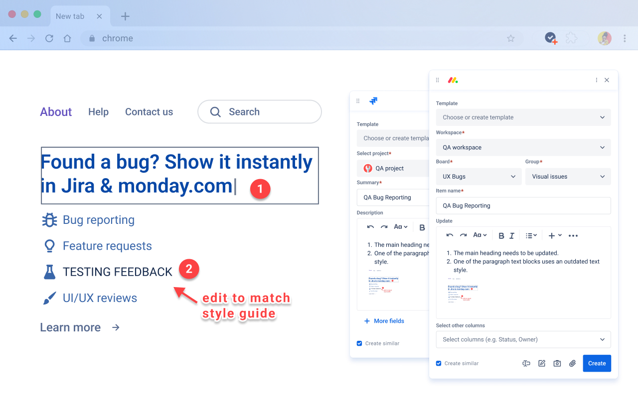 Capture in Chrome for monday.com and Jira (ex. Issue Creator)截图3