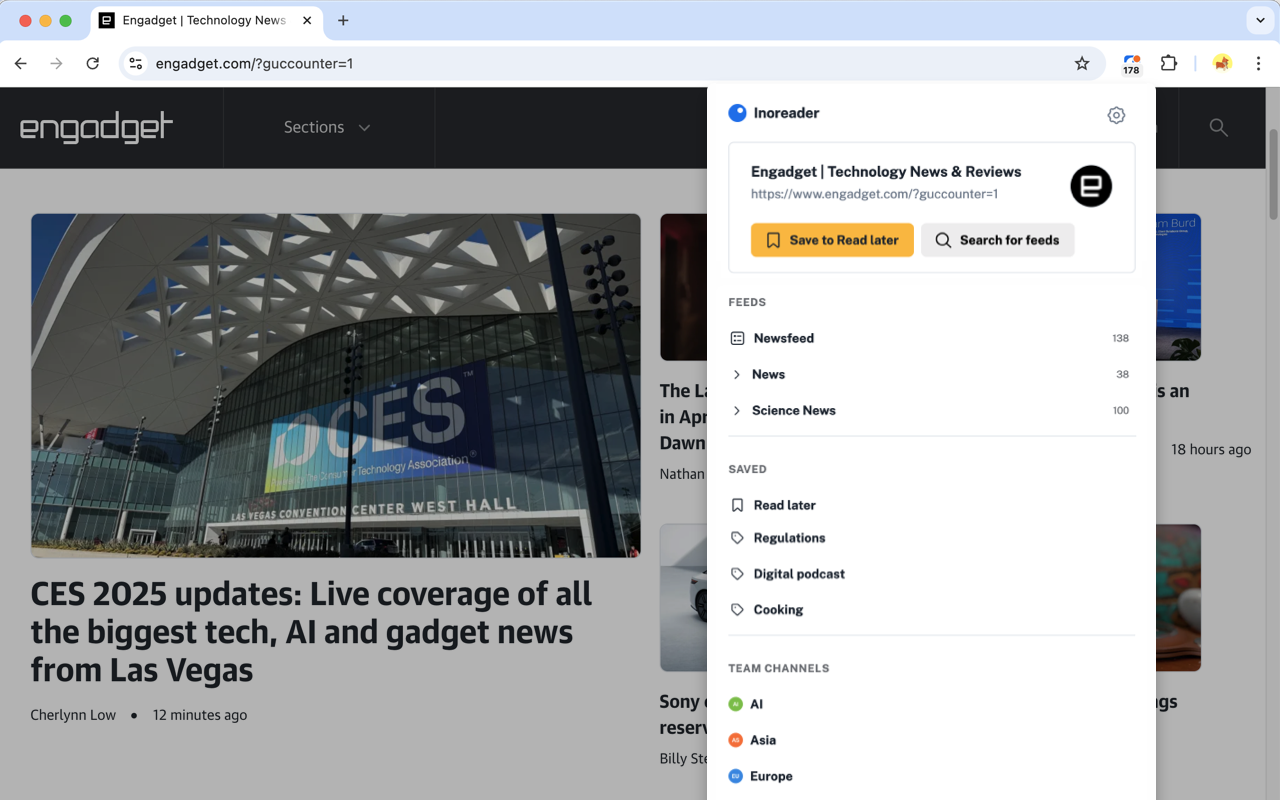 Inoreader: Read-later and RSS extension截图5