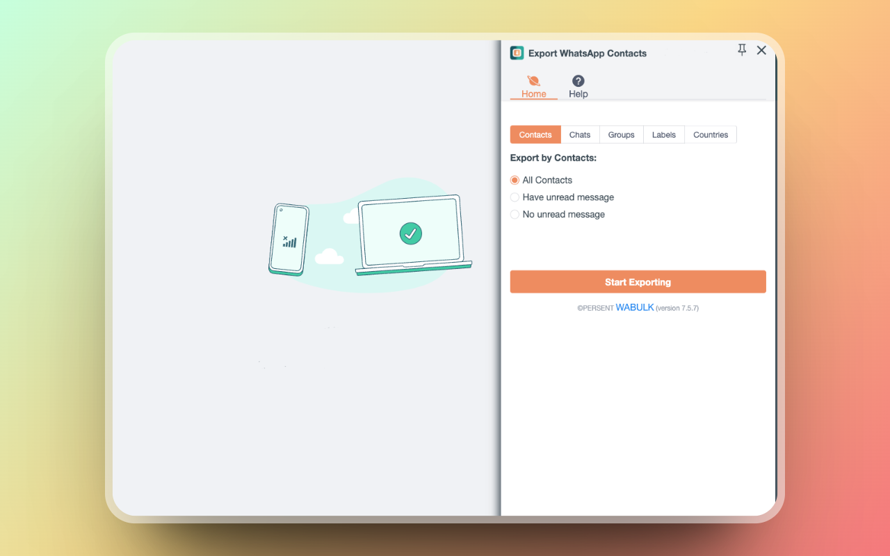 WhatsApp群组联系人导出器和备份工具 - wabulk.net截图1