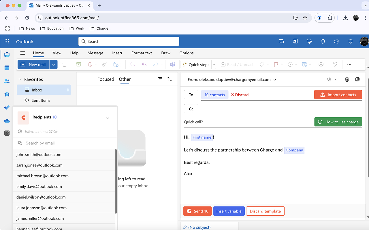Charge for Outlook: Send mass emails截图2