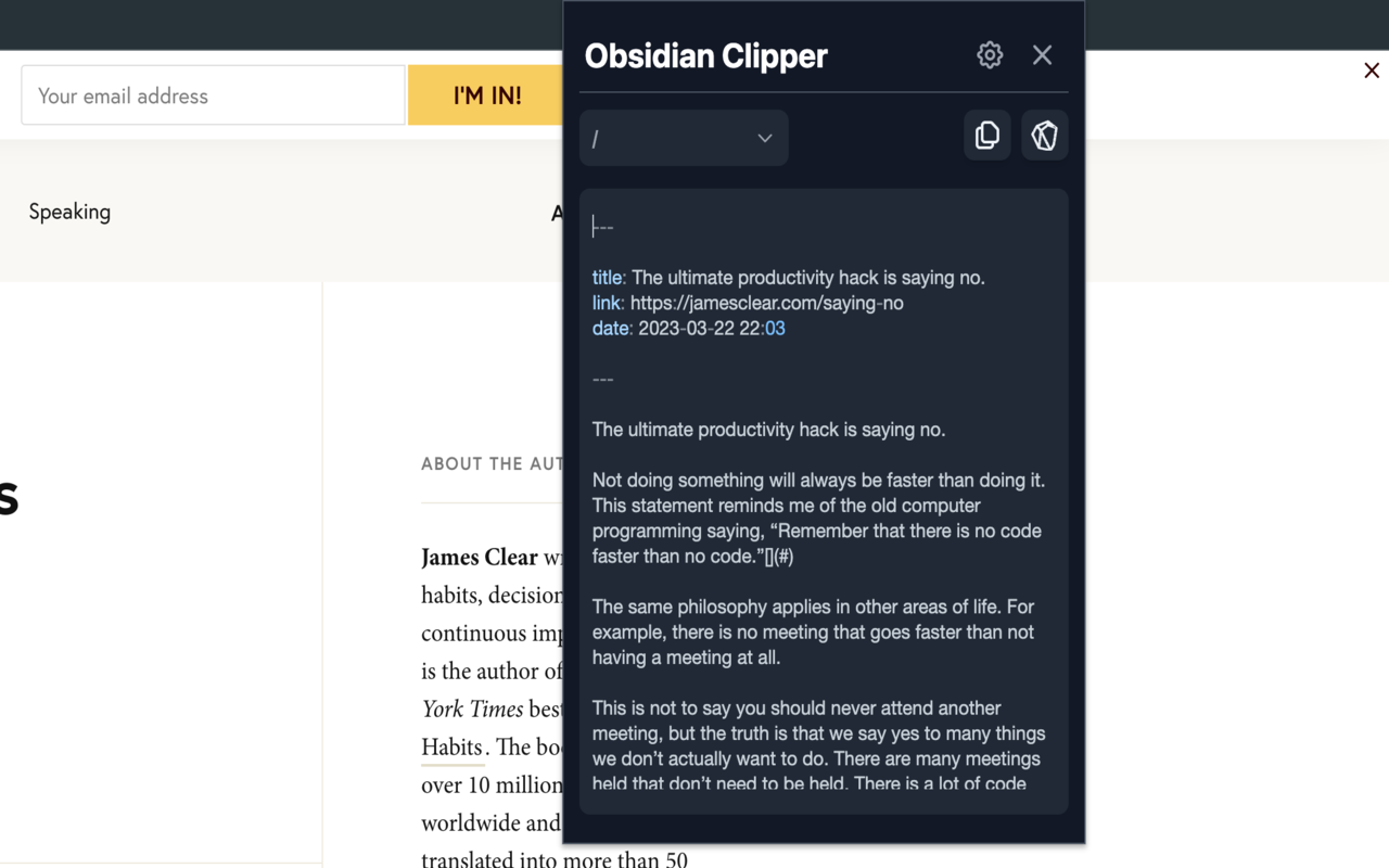 Obsidian clipper截图1