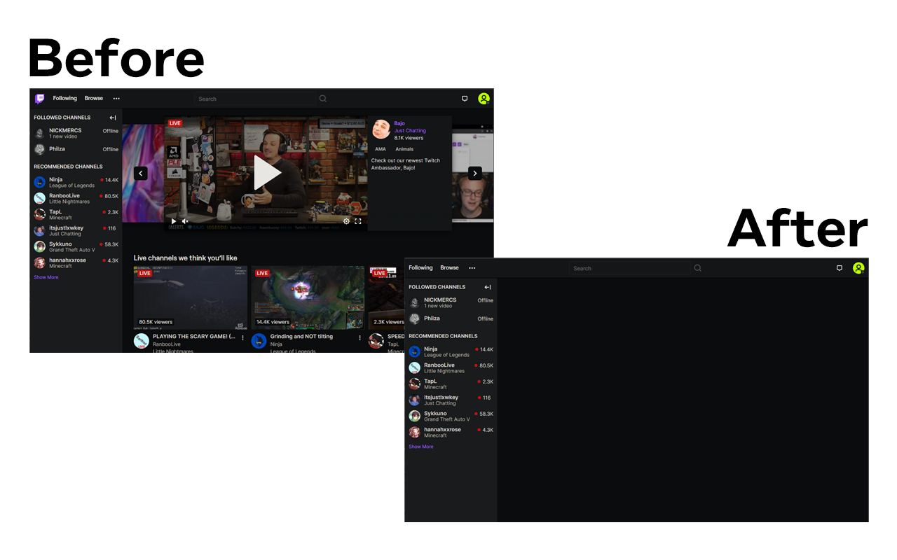 Remove Twitch Recommended Channels, Live Chat截图3