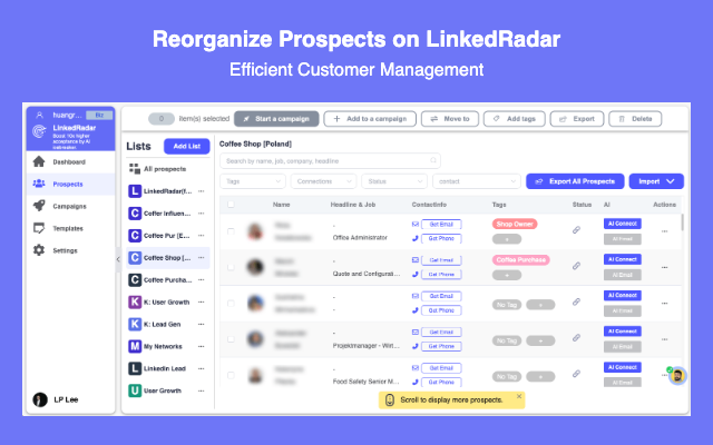 LinkedRadar - LinkedIn CRM : B2B 邮箱查找工具截图4