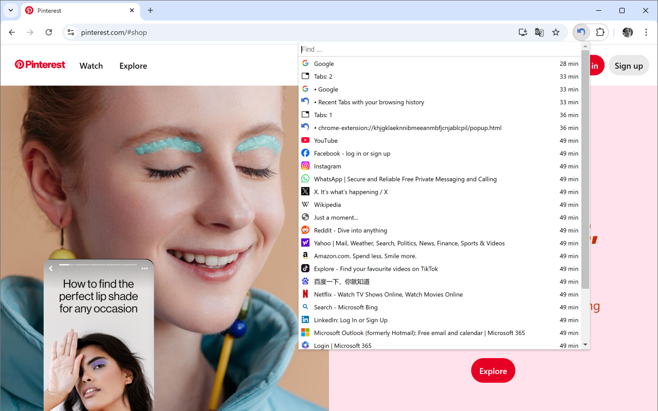 Recent Tabs with your browsing history截图1
