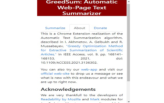 GreedSum: Automatic Web-Page Text Summarizer截图4