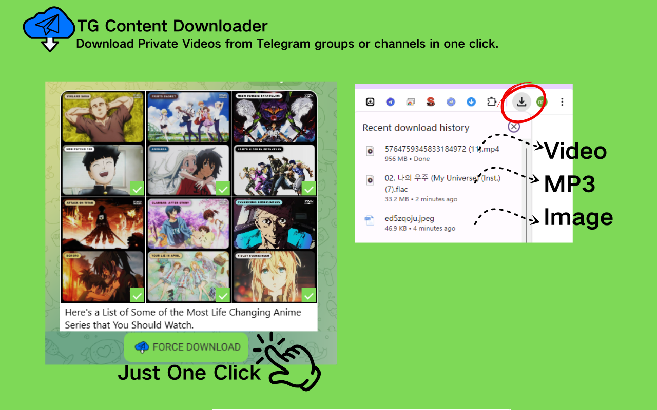 TG Content Downloader - Telegram Downloader,Telegram 图片视频下载器截图1
