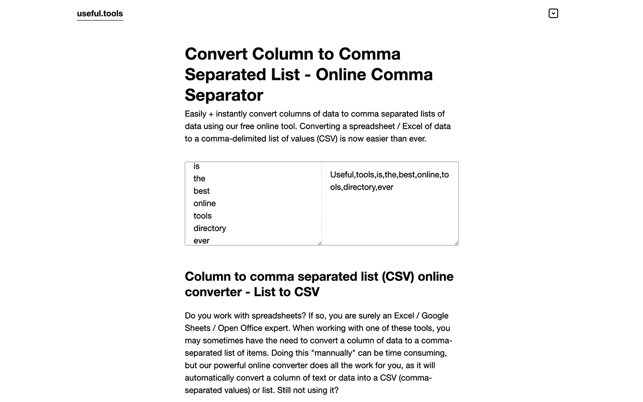 Convert Column to Comma Separated List (CSV)截图2