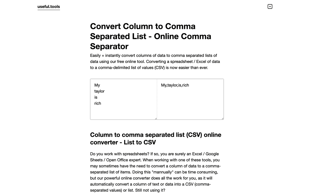 Convert Column to Comma Separated List (CSV)截图4
