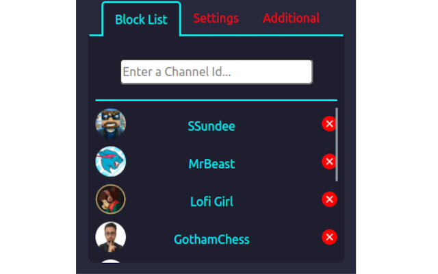 Channel Block List for Youtube截图1