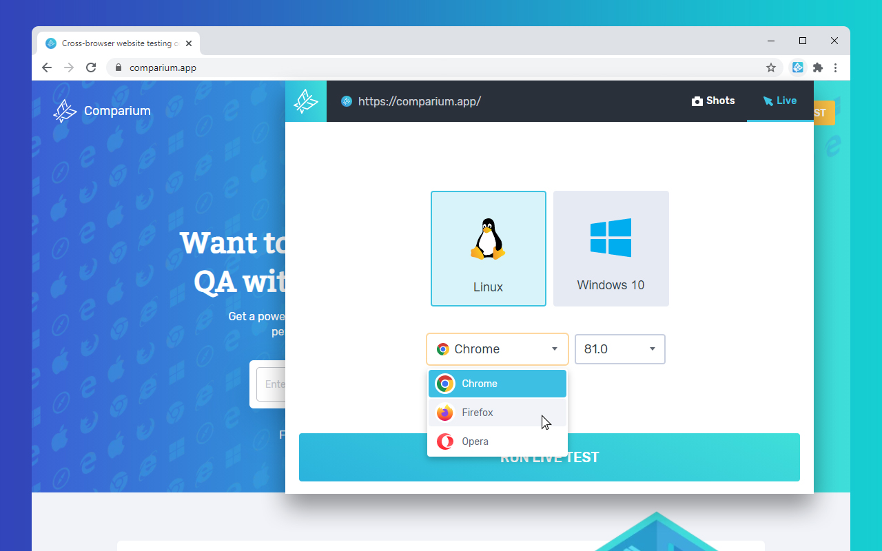 Comparium ultimate cross browser testing tool截图1