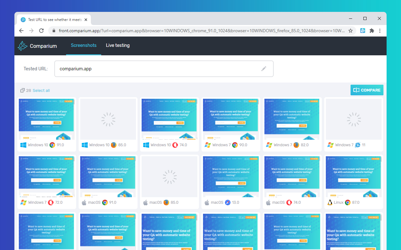 Comparium ultimate cross browser testing tool截图4