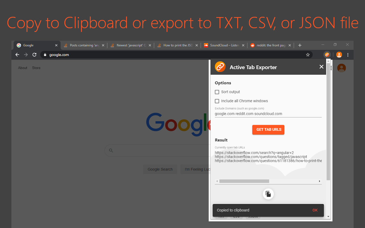 Active Tab Exporter for Chrome截图1