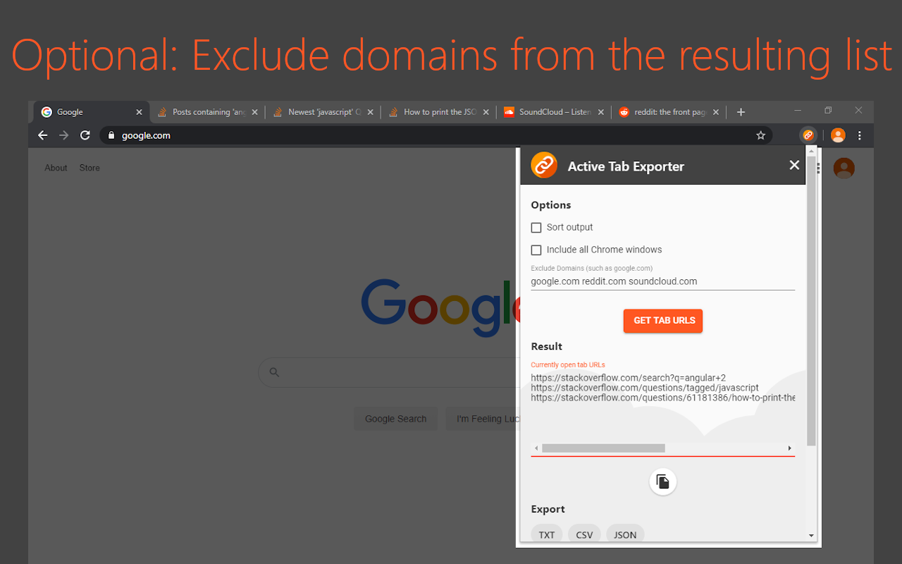 Active Tab Exporter for Chrome截图2