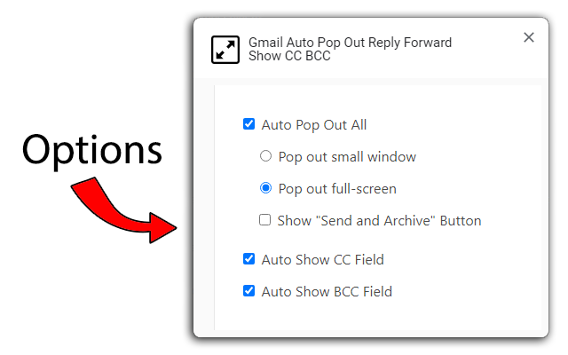 Gmail Auto Pop Out Reply Forward Show CC BCC截图1