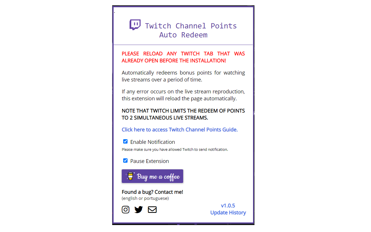 Twitch Channel Points Auto Redeem截图1