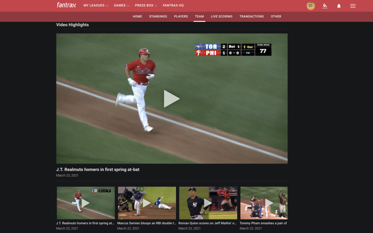 Fantrax Baseball Live Feed + Highlights截图3