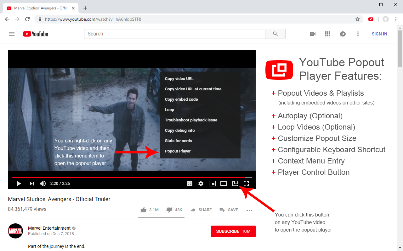 YouTube Popout Player截图1