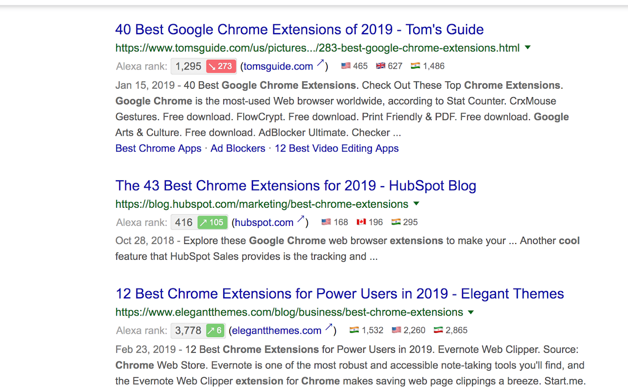 Alexa rank in Google Search, Bing and Yahoo截图1