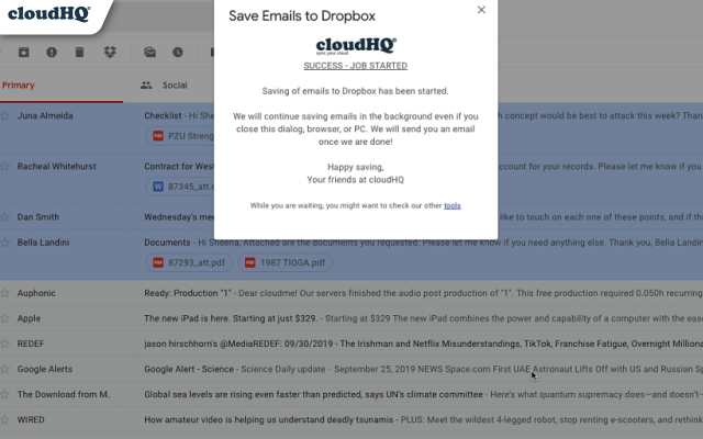 Save Emails to Dropbox by cloudHQ截图4
