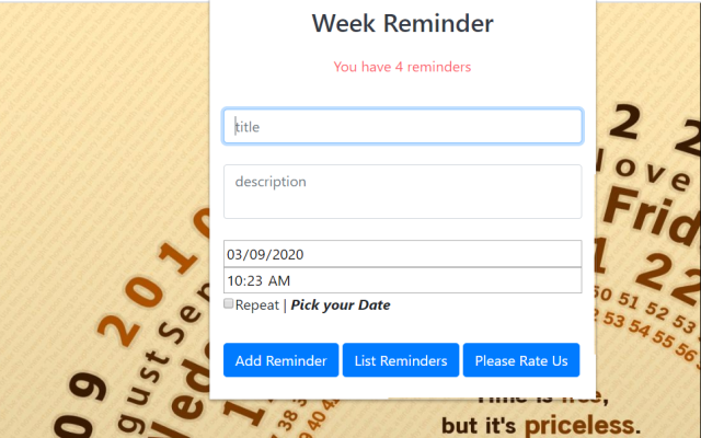 Weekly Reminders - for Google Chrome™截图1