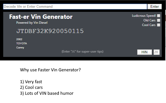 Faster Vin Generator截图1