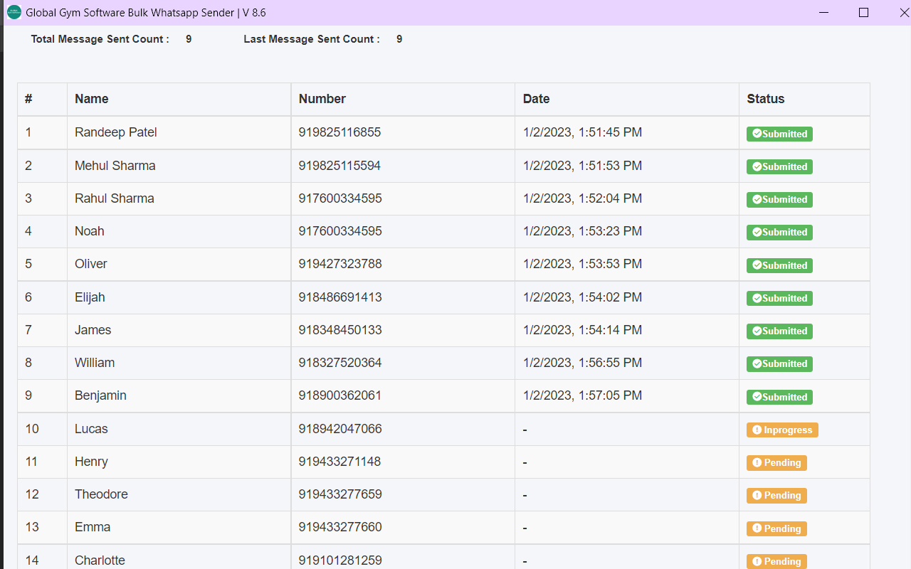 Free Bulk Message Sender Global Gym Software截图4
