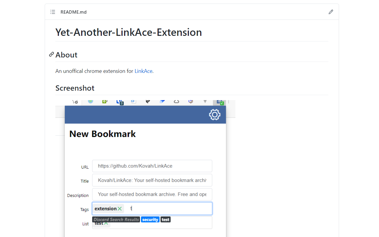 Yet Another LinkAce Extension截图1