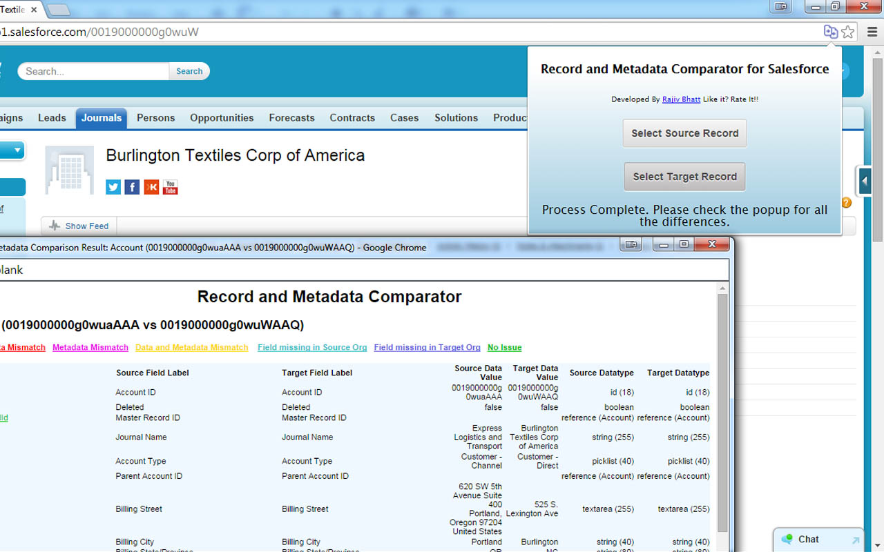 Record and Metadata Comparator for Salesforce截图1