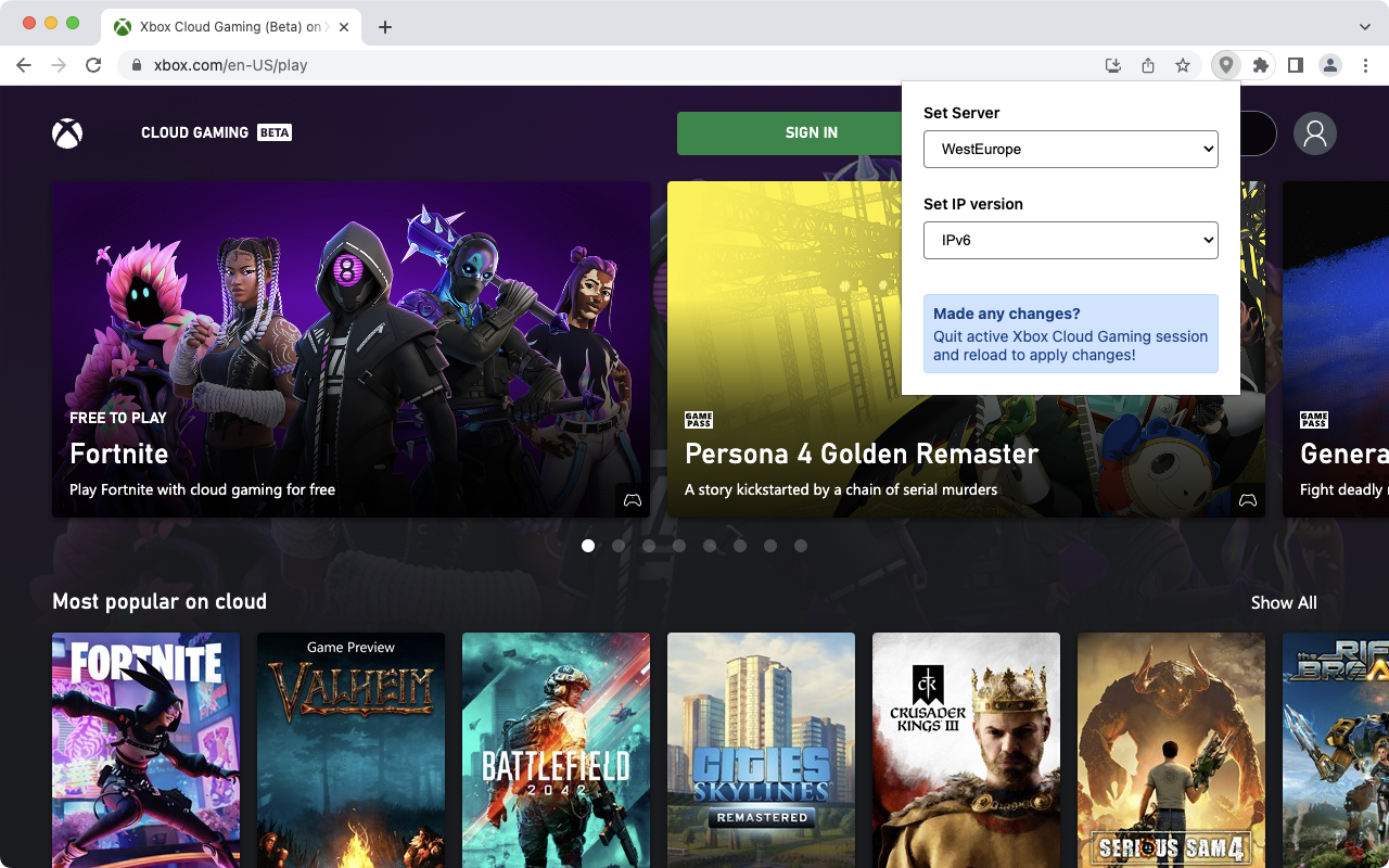 Server Selector for Xbox Cloud Gaming截图1