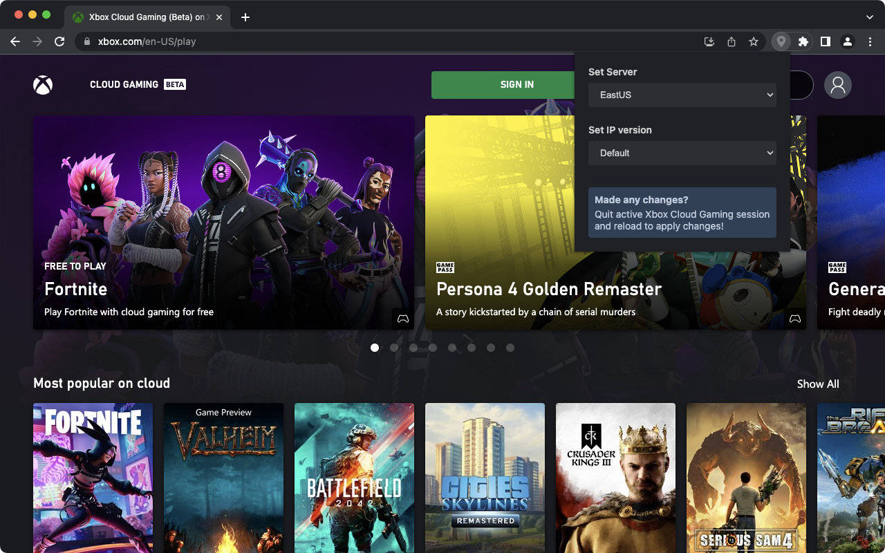 Server Selector for Xbox Cloud Gaming截图2