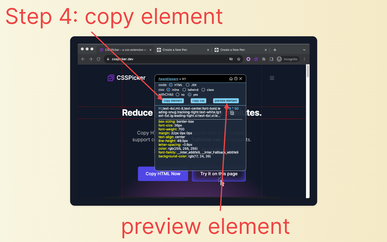 cssPicker - copy css from website截图1