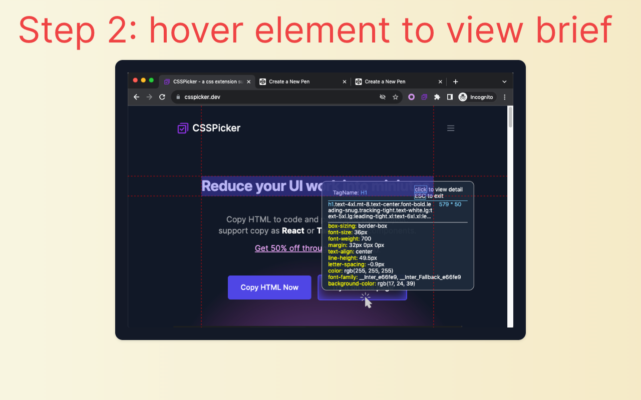 cssPicker - copy css from website截图3