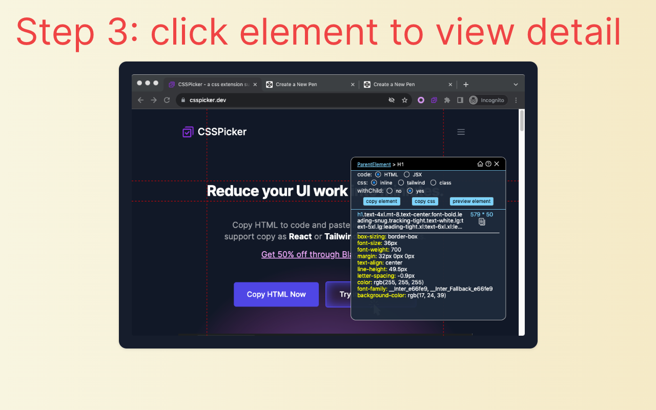 cssPicker - copy css from website截图4