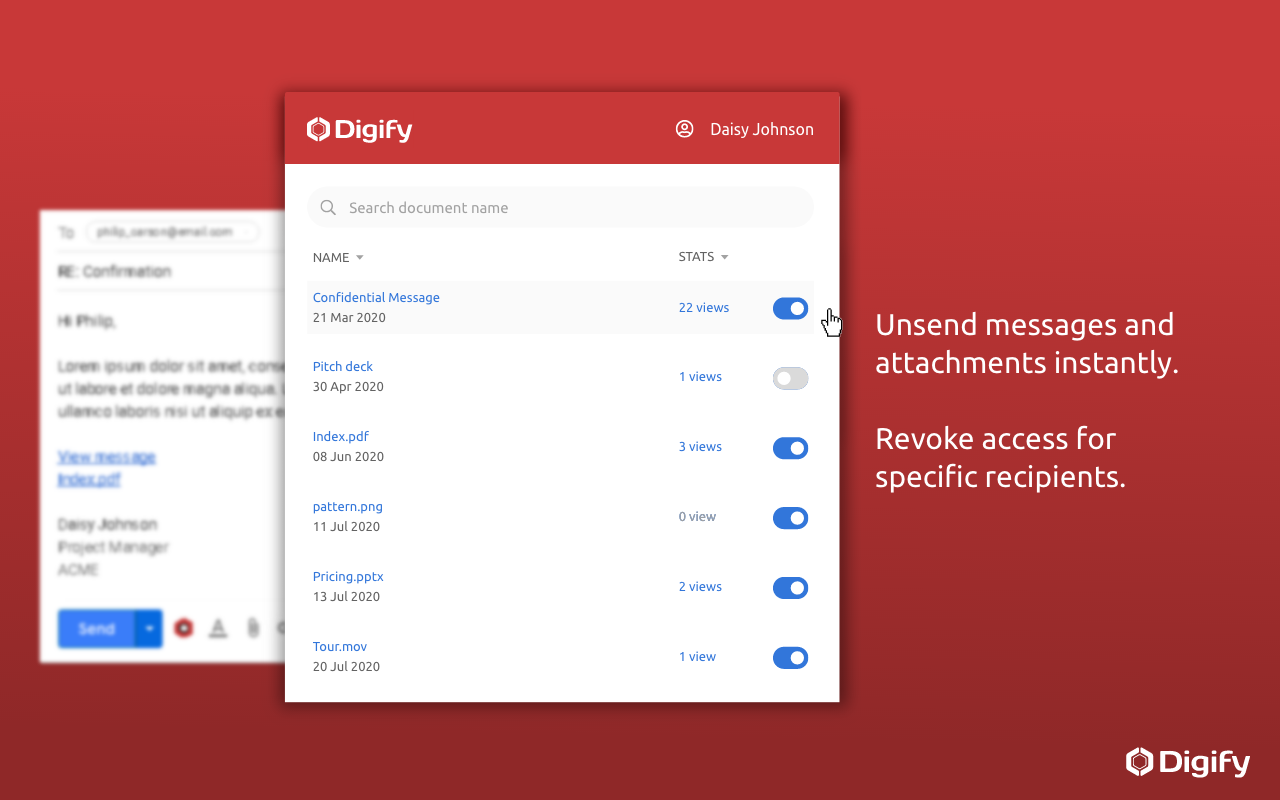 Digify for Gmail: Encrypt, track, and unsend截图4