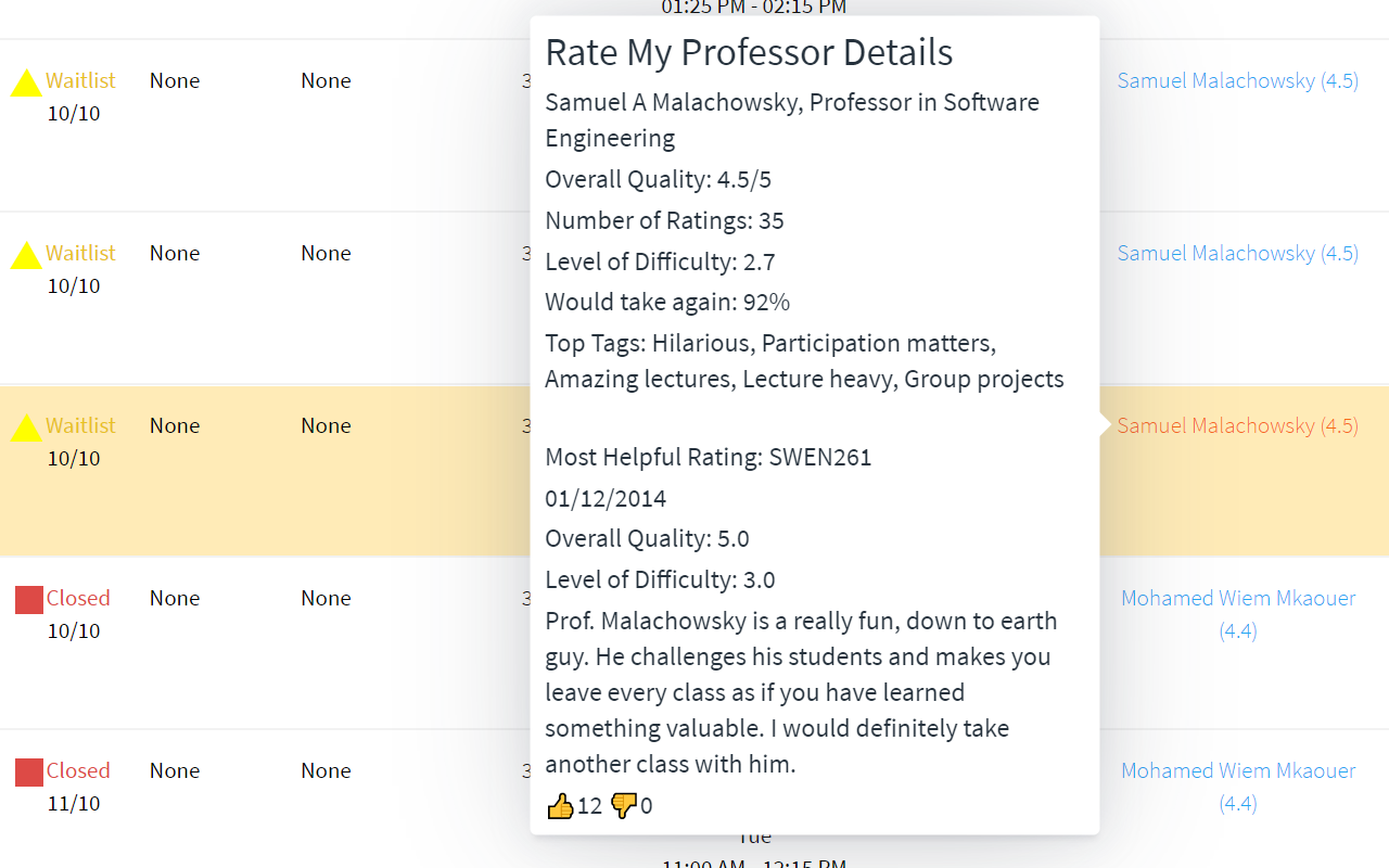 RIT Rate My Professor Extension截图2