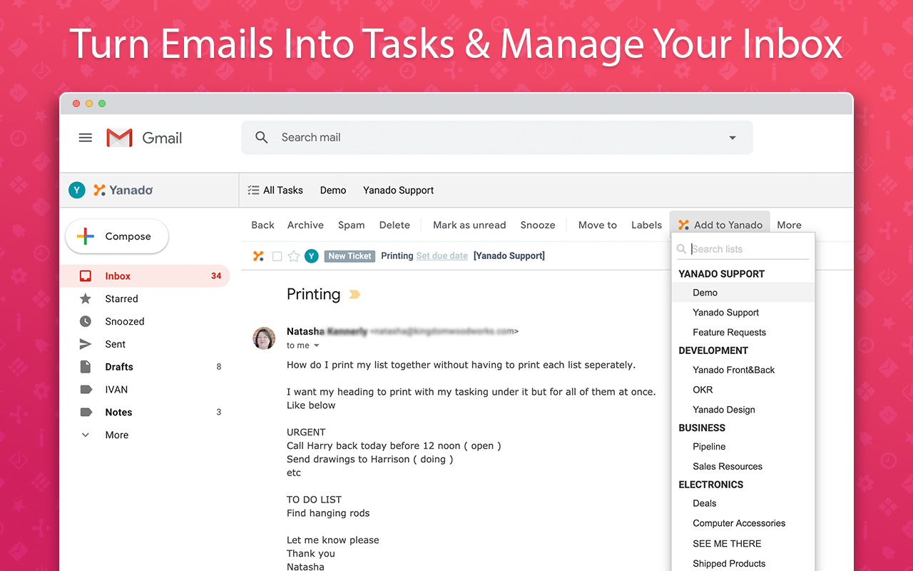 Yanado - Task Management inside Gmail截图3