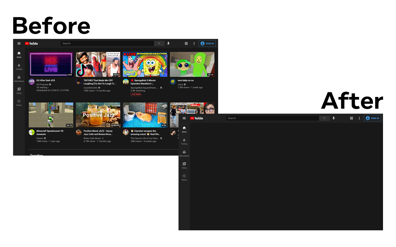 Block YouTube Feed - Homepage, Sidebar Videos截图2