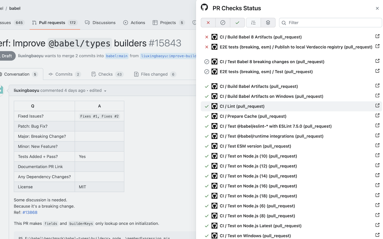GitHub PR Check Status截图1
