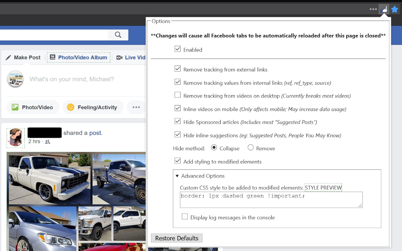 Tracking & Ad Removal on FaceBk截图2